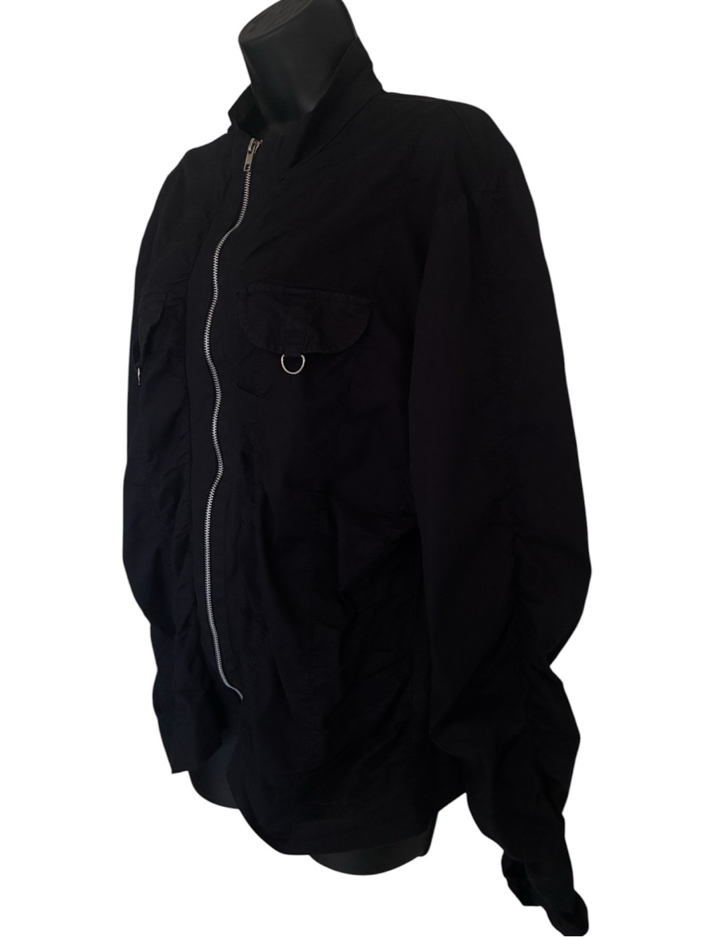 Vintage 90s Black Military-Style Punk Zip Front Moto Bomber Jacket Sz 3X - Picture 3 of 7